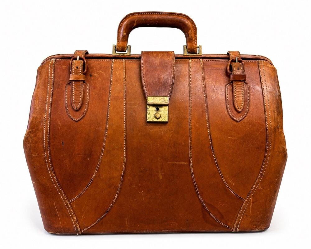 Vintage Tweeds Leather Doctor Bag Gladstone Cowhide Brown Medical Satchel